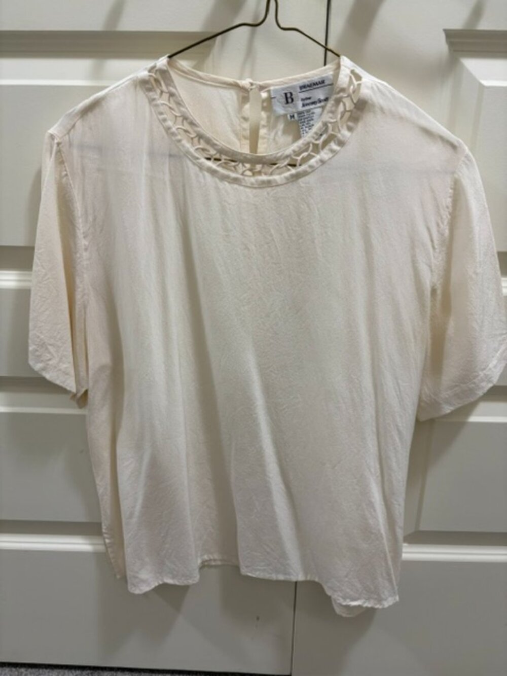 Ivory Coloured Silk Short-Sleeve Blouse
